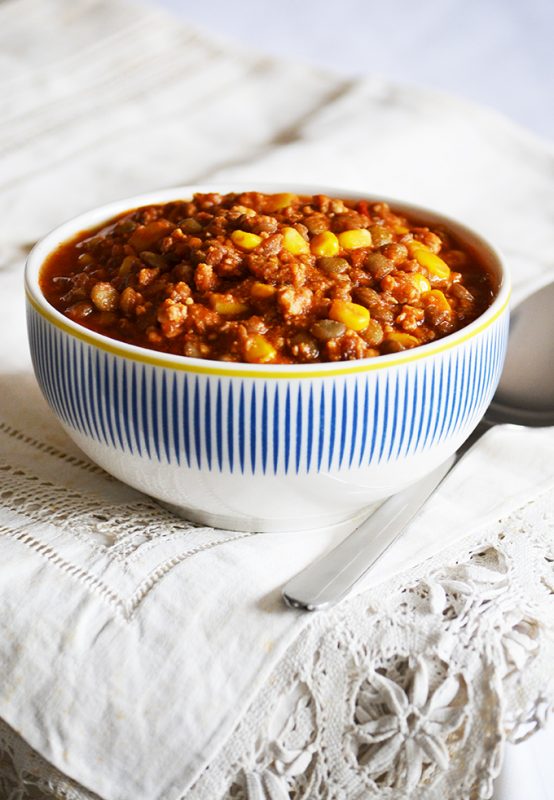 Lentil chili con carne MYREILLE RECIPES